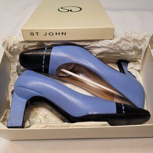 Vintage St John Topaz Blue Pumps 8B, EU 38.5 Italy Alexandra, Box Included